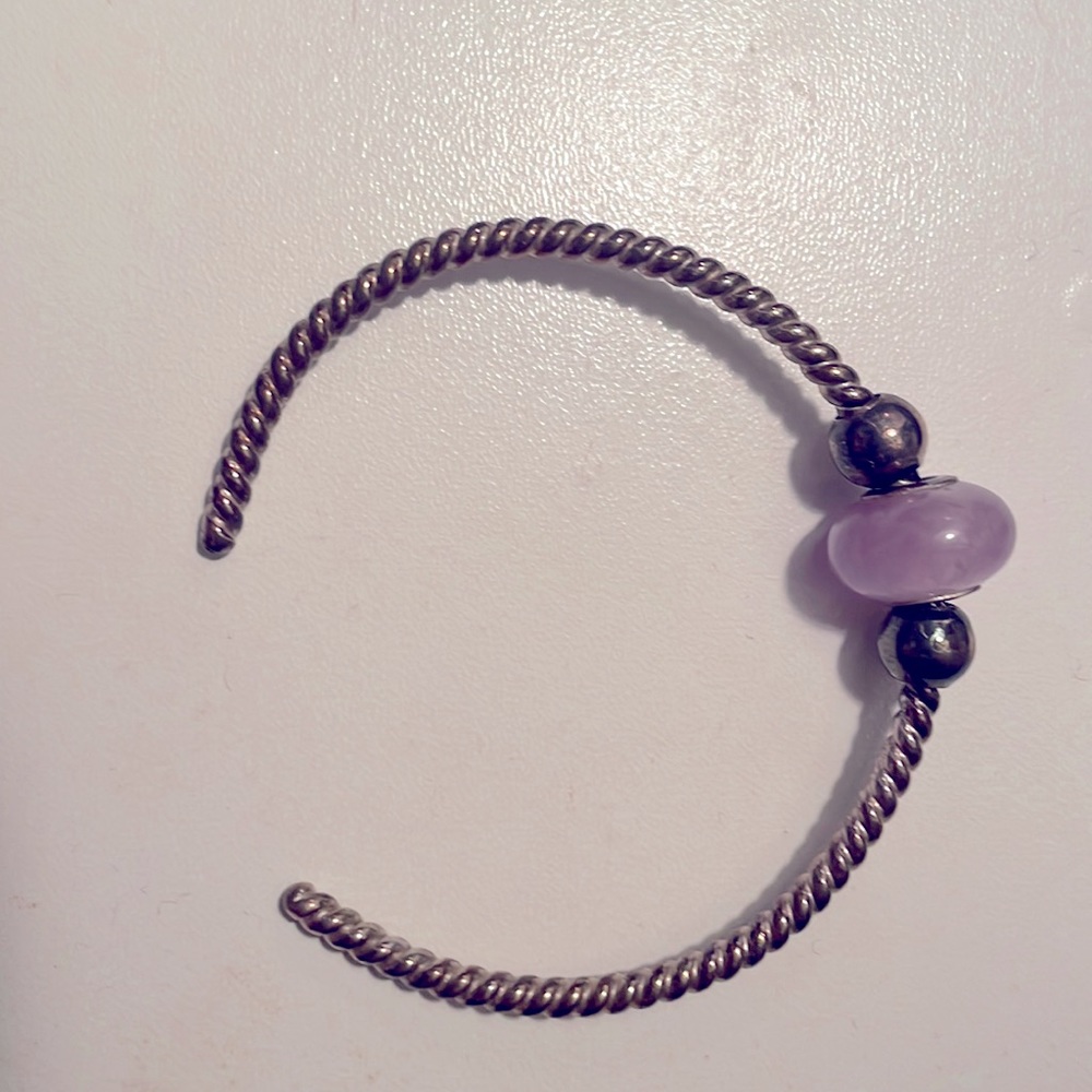 Silver Bracelet w/ Light Amethyst Charm